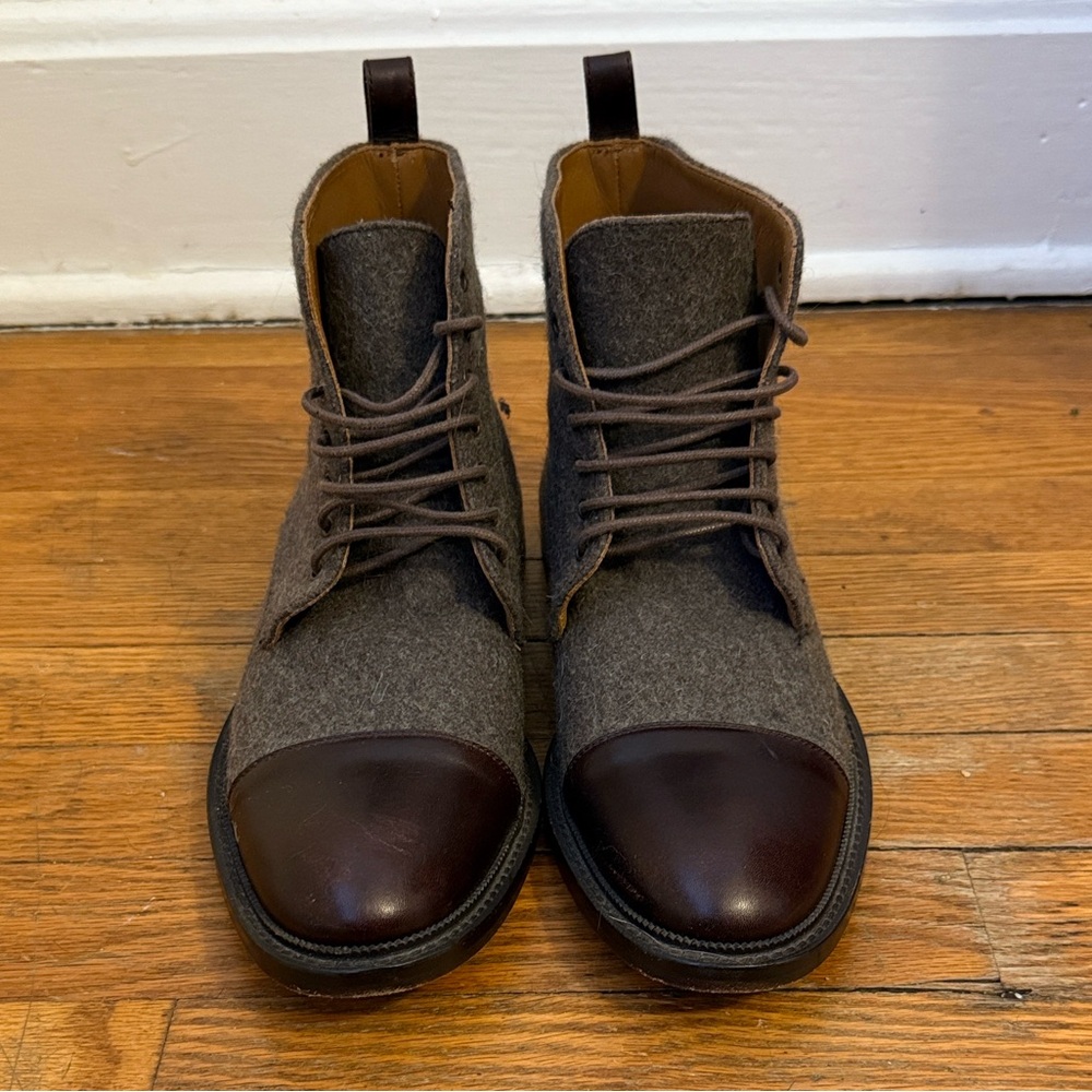 TAFT Jack boots size 40 -  grey wool & oxblood leather